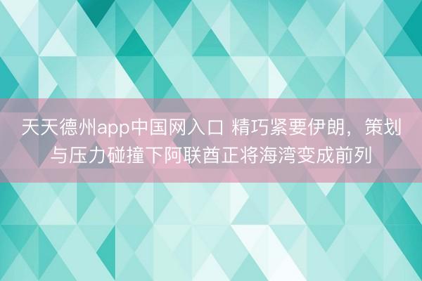 天天德州app中国网入口 精巧紧要伊朗，策划与压力碰撞下阿联酋正将海湾变成前列