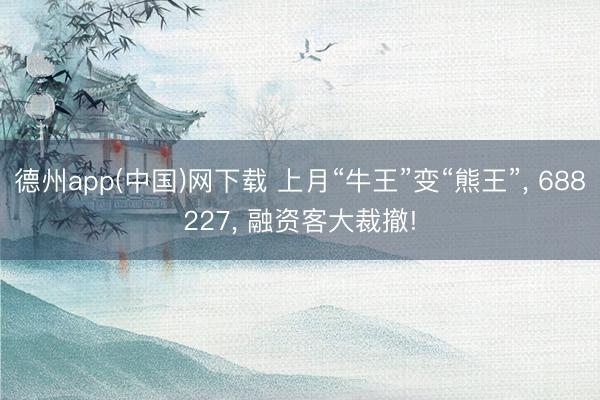 德州app(中国)网下载 上月“牛王”变“熊王”， 688227， 融资客大裁撤!