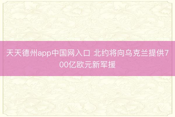 天天德州app中国网入口 北约将向乌克兰提供700亿欧元新军