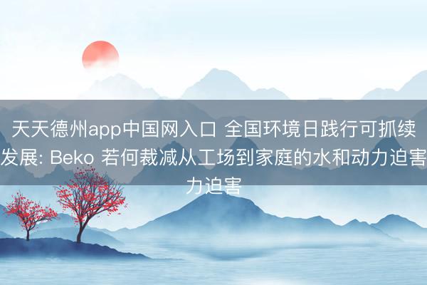 天天德州app中国网入口 全国环境日践行可抓续发展: Beko 若何裁减从工场到家庭的水和动力迫害