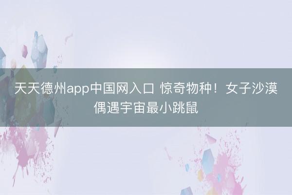 天天德州app中国网入口 惊奇物种！女子沙漠偶遇宇宙最小跳鼠