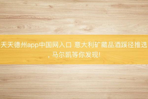 天天德州app中国网入口 意大利矿藏品酒蹊径推选，<a href=