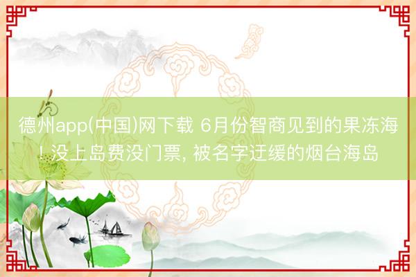 德州app(中国)网下载 6月份智商见到的果冻海! 没上岛费没门票， 被名字迂缓的烟台海岛