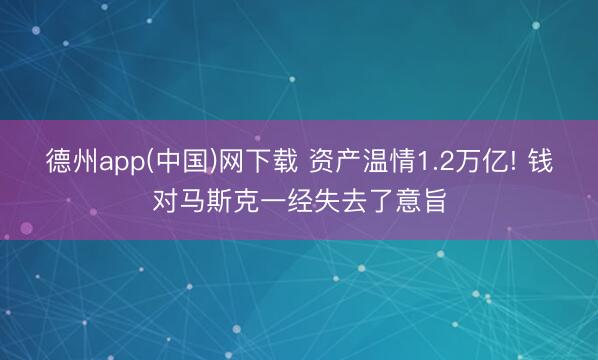 德州app(中国)网下载 资产温情1.2万亿! 钱对马斯克一经失去了意旨