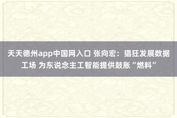 天天德州app中国网入口 张向宏：猖狂发展数据工场 为东说念主工智能提供鼓胀“燃料”