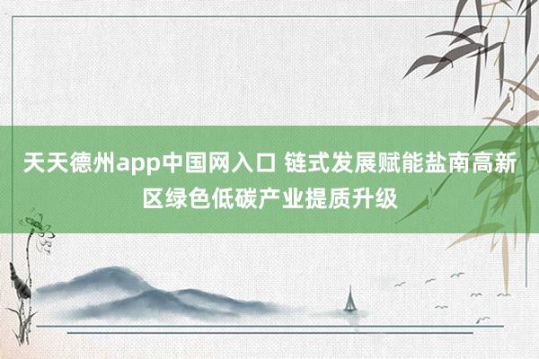 天天德州app中国网入口 链式发展赋能盐南高新区绿色低碳产业提质升级